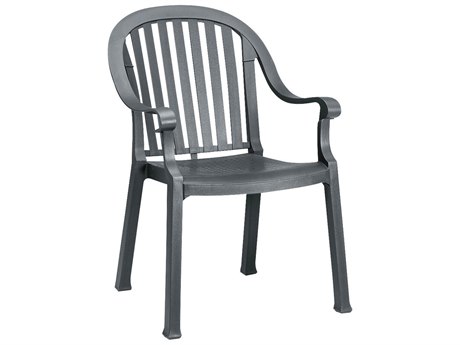 Grosfillex Colombo Resin Charcoal Stacking Dining Arm Chair