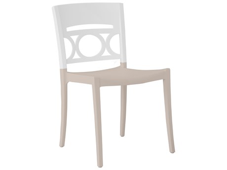 Grosfillex Moon Resin Glacier White/Linen Stacking Dining Side Chair