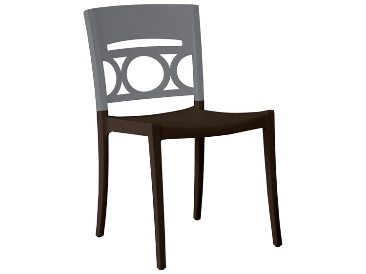 Grosfillex Moon Resin Titanium Gray/Charcoal Stacking Outdoor Dining Side Chair
