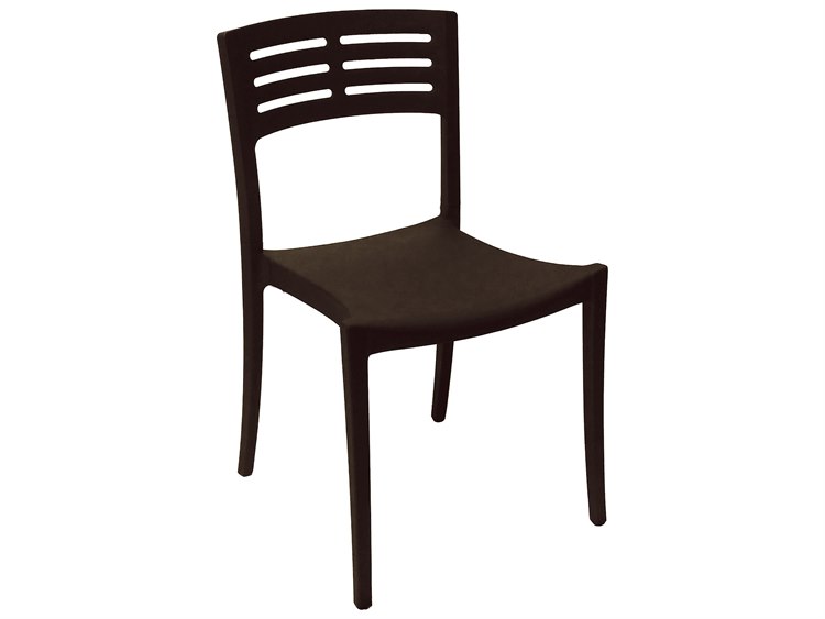 Grosfillex Vogue Resin Black Stacking Patio Dining Side Chair
