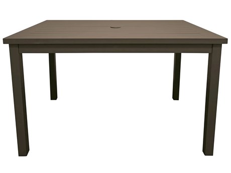 Grosfillex Sigma Aluminum Fusion Bronze 51"W x 28"D Rectangular Bar Height Table with Umbrella Hole