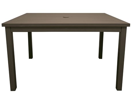Grosfillex Sigma Aluminum Fusion Bronze 69"W x 39"D Rectangular Dining Height Table with Umbrella Hole