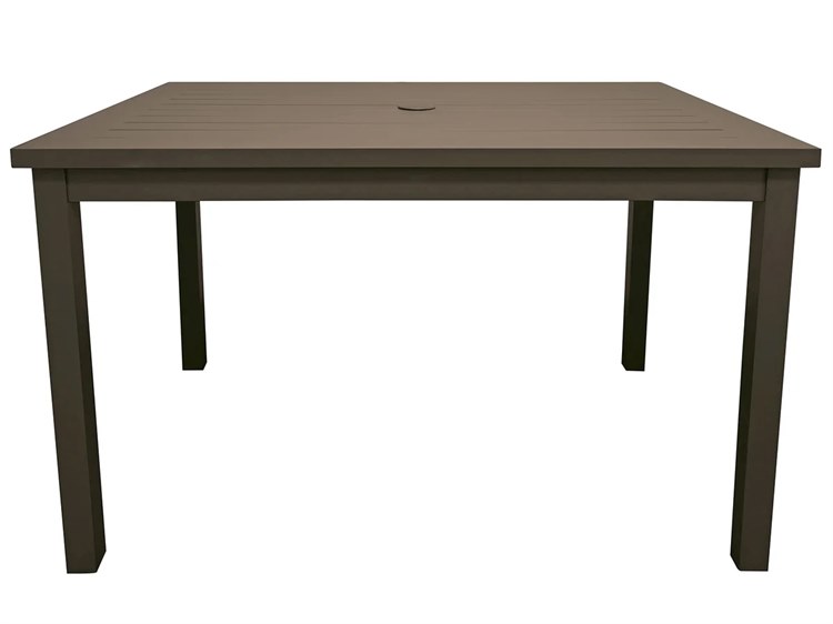 Grosfillex Sigma Aluminum Fusion Bronze 69"W x 39"D Rectangular Dining Height Table with Umbrella Hole