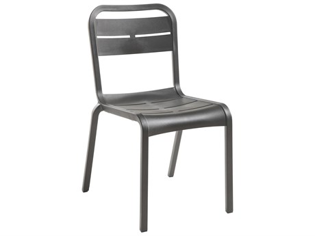 Grosfillex Cannes Resin Charcoal Stacking Dining Side Chair