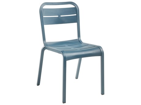 Grosfillex Cannes Resin Mineral Blue Stacking Dining Side Chair
