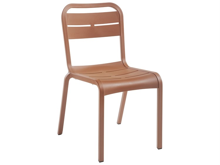 Grosfillex Cannes Resin Terra Cotta Stacking Outdoor Patio Dining Side Chair