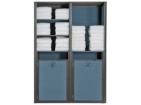 Grosfillex Sunset Sling Aluminum Mandras Blue/Volcanic Black Towel Valet Double Unit