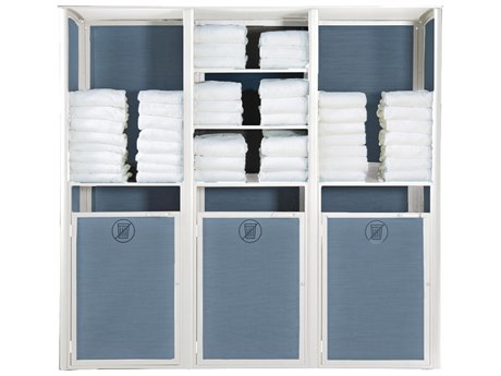 Grosfillex Sunset Sling Aluminum Mandras Blue/Glacier White Towel Valet Triple Unit