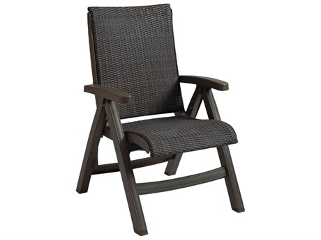 Grosfillex Java Resin Wicker Bronze Folding Lounge Chair in Bronze
