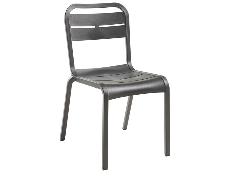 Grosfillex Cannes Resin Charcoal Stacking Patio Dining Side Chair