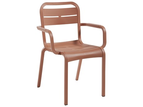 Grosfillex Cannes Resin Terra Cotta Stacking Dining Arm Chair