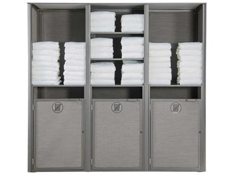 Grosfillex Sunset Sling Aluminum Solid Gray/Platinum Gray Towel Valet Triple Unit