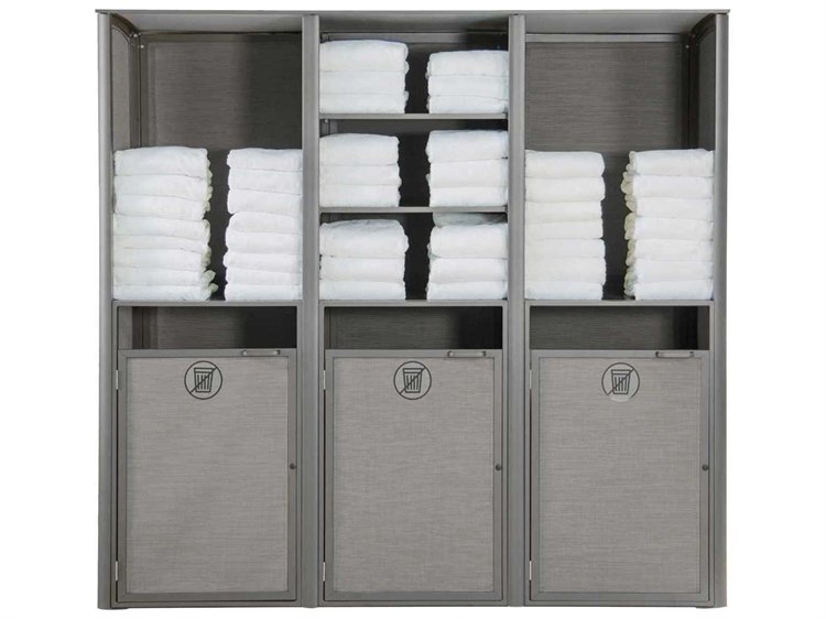 Grosfillex Sunset Sling Aluminum Solid Gray/Platinum Gray Towel Valet Triple Unit