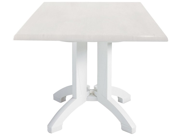 Grosfillex Atlanta Resin White 32" Square Dining Table with Umbrella Hole