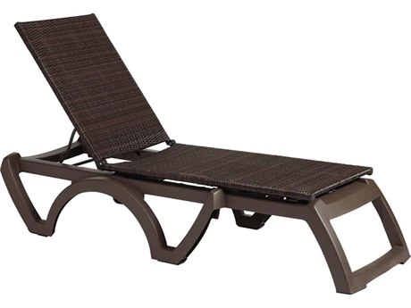 Grosfillex Java Resin Wicker Bronze Adjustable Chaise Lounge in Bronze