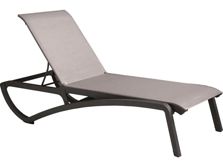 Grosfillex Sunset  Aluminum Volcanic Black Chaise Lounge in Solid Gray