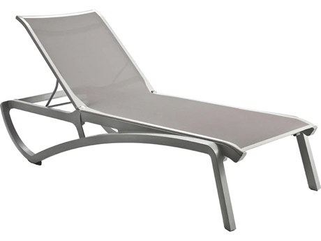 Grosfillex Sunset  Aluminum Resin Platinum Gray Chaise Lounge in Solid Platinum Gray
