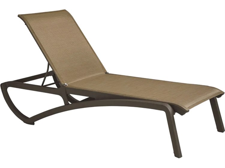 Grosfillex Sunset Aluminum Resin Fusion Bronze Outdoor Patio Chaise Lounge in Cognac