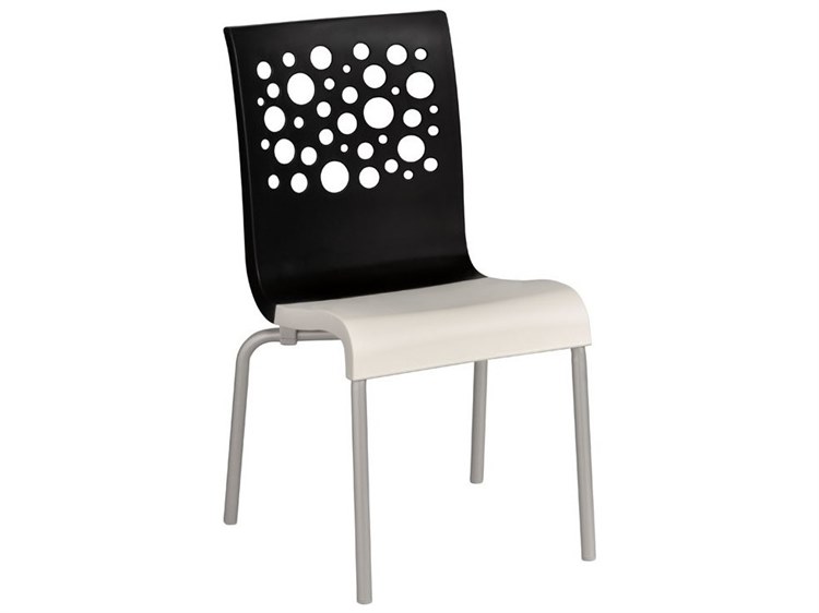 Grosfillex Tempo Aluminum Black/White Stacking Outdoor Dining Side Chair