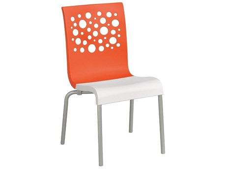Grosfillex Tempo Aluminum Orange/White Stacking Dining Side Chair
