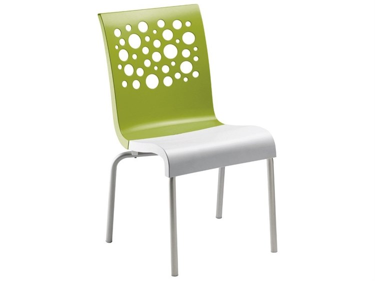 Grosfillex Tempo Aluminum Fern Green/White Stacking Dining Side Chair