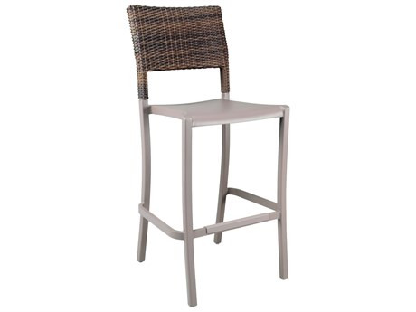 Grosfillex Java Aluminum French Taupe Stacking Armless Barstool