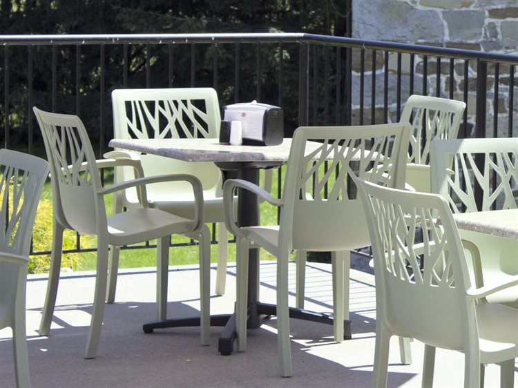 Grosfillex Vegetal Resin Sage Green Outdoor Patio Dining Set
