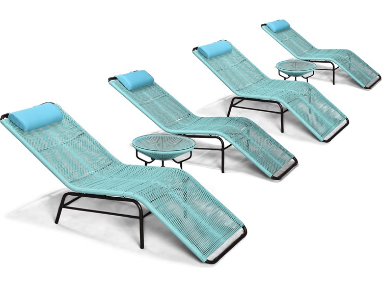 Harmonia Living Closeouts Acapulco Woven Strap 6 Piece Chaise Outdoor Lounge Set
