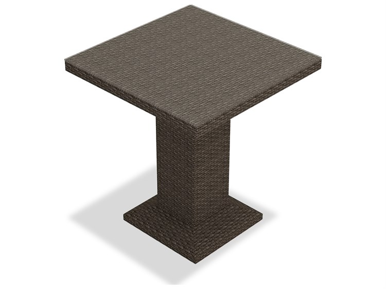 Harmonia Living Arden Wicker 31.5'' Square Glass Top Bar table