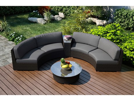 Harmonia Living Arden HDPE Wicker 4 Piece Eclipse Sectional Lounge Set