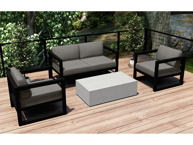 Harmonia Living Avion Aluminum Mason 4 Piece Sofa Patio Lounge Set