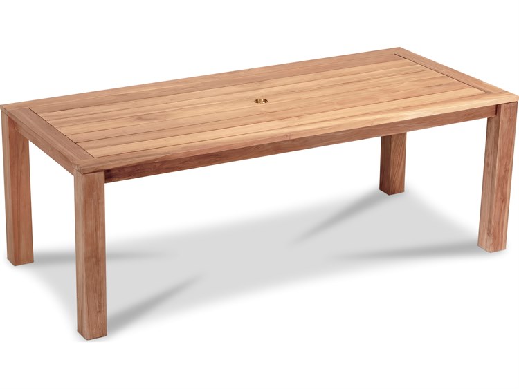 Harmonia Living Classic Teak Rectangular Dining table with Umbrella Hole