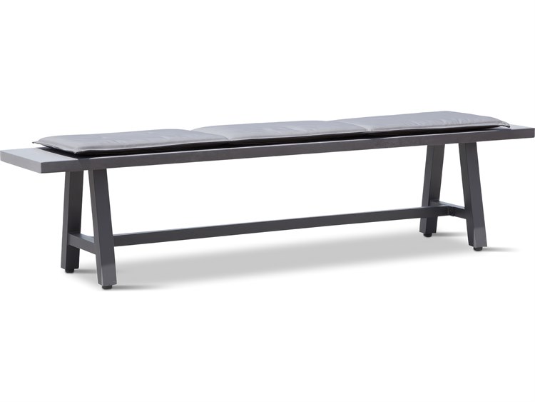 Harmonia Living Commons Aluminum Slate Trestle Dining Patio Bench