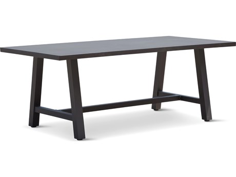 Harmonia Living Commons Aluminum Slate 79''W x 39.25''D Rectangular Concrete Top Trestle Dining table
