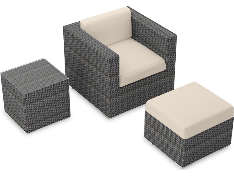 Harmonia Living District HDPE Wicker Textured Slate 3 Piece Outdoor Lounge Set