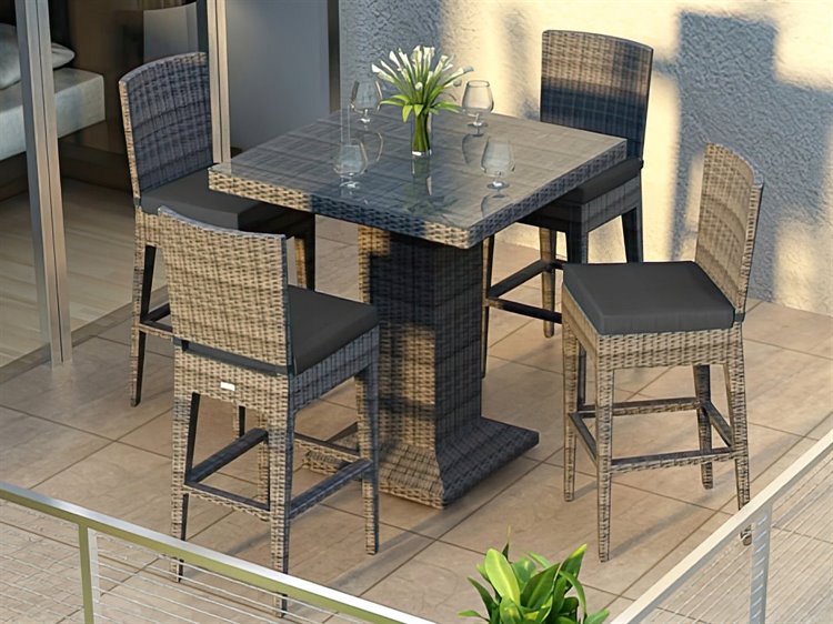 Harmonia Living District Wicker 5 Piece Bar Set