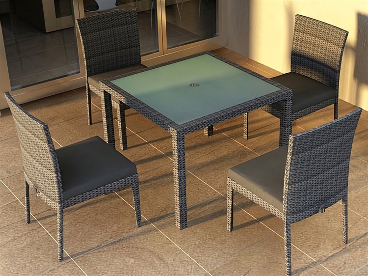 Harmonia Living District Wicker 5 Piece Outdoor Dining Set