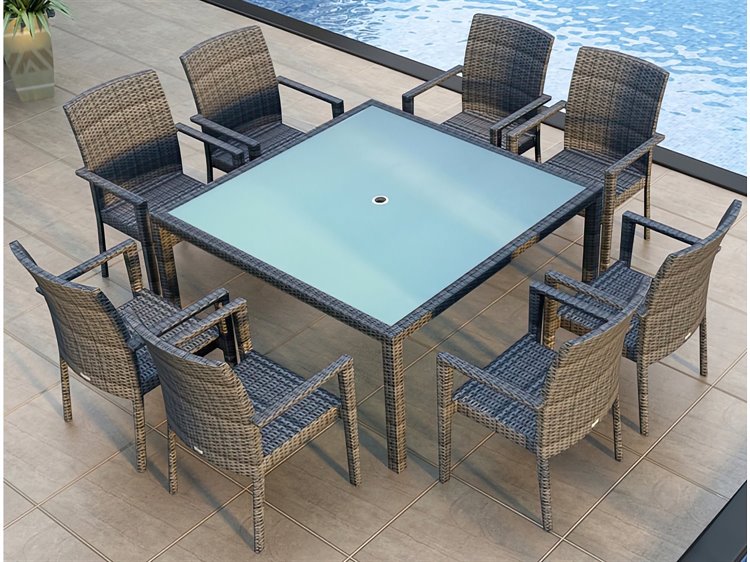 Harmonia Living District Wicker 9 Piece Patio Dining Set
