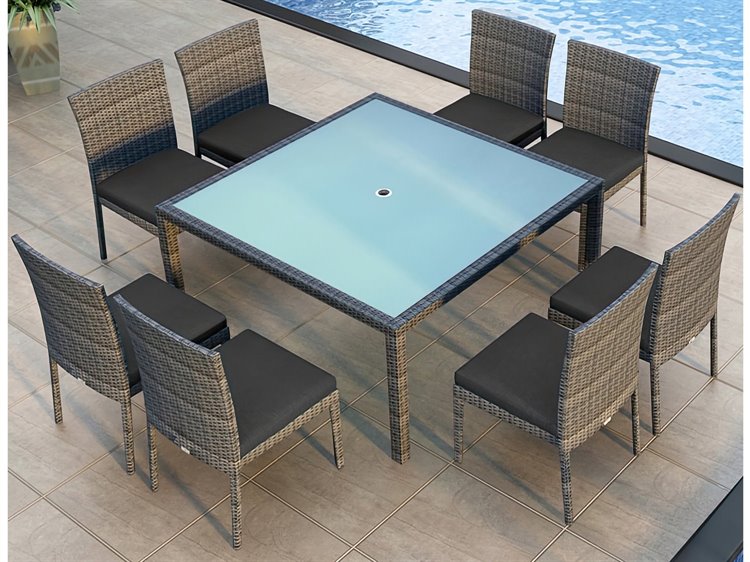 Harmonia Living District Wicker 9 Piece Outdoor Patio Dining Set