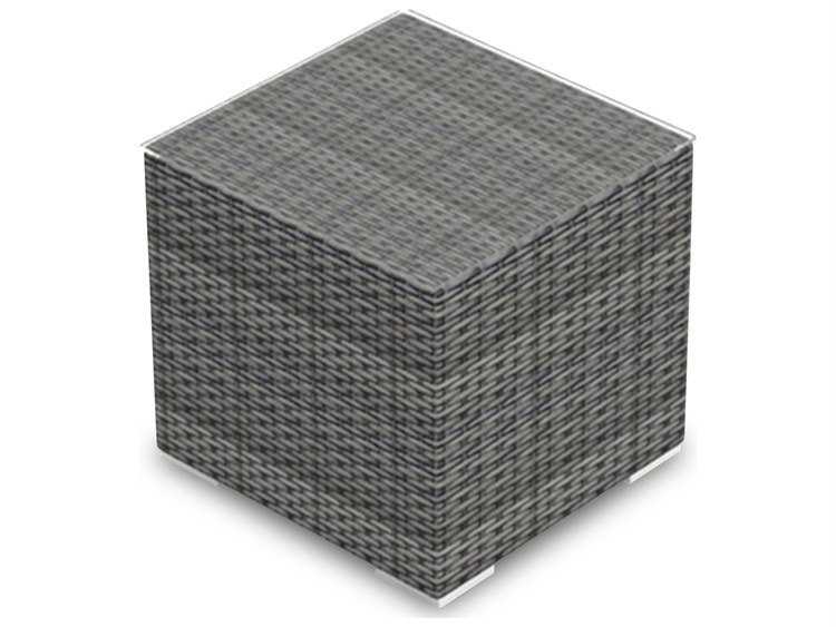 Harmonia Living District Wicker Square Glass Top End table