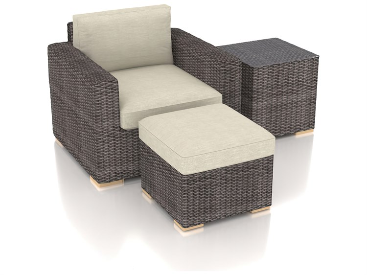 Harmonia Living Dune HDPE Wicker Driftwood 3 Piece Patio Lounge Set