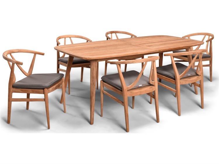 Harmonia Living Holland Teak 7 Piece Outdoor Patio Dining Set