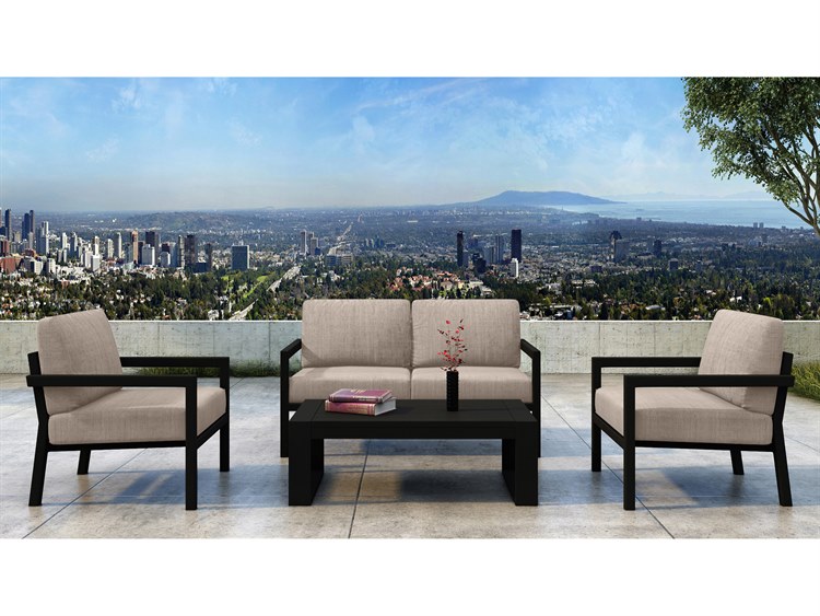 Harmonia Living Pacifica Aluminum Black 4 Piece Outdoor Lounge Set