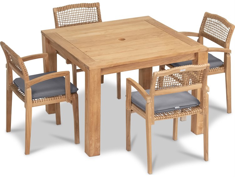 Harmonia Living Sands Teak 5 Piece Outdoor Patio Dining Set