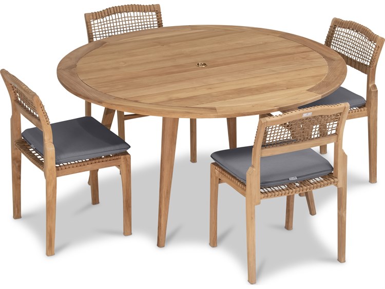 Harmonia Living Sands Teak 5 Piece Outdoor Patio Dining Set