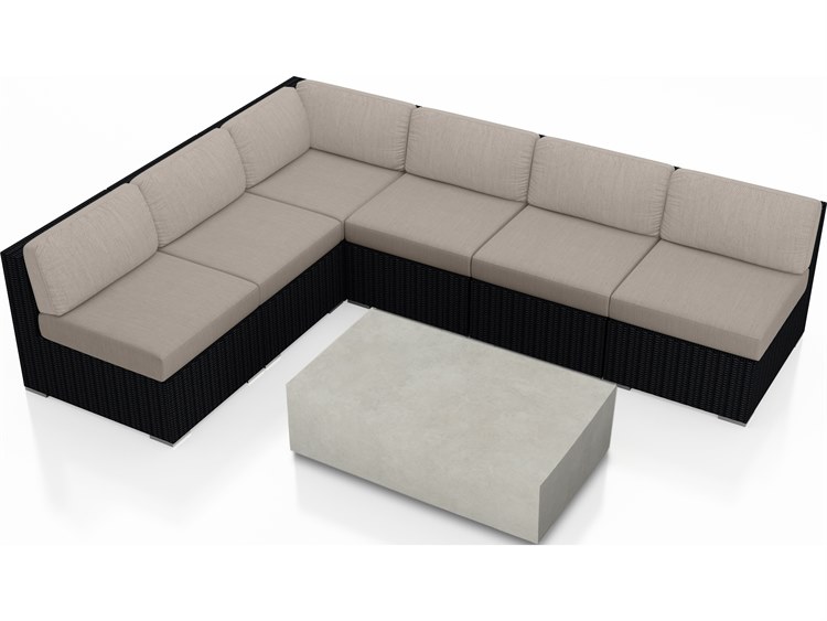 Harmonia Living Urbana HDPE Wicker Mason 7 Piece Sectional Lounge Set