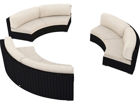 Harmonia Living Urbana HDPE Wicker 3 Piece Curve Sectional Lounge Chair