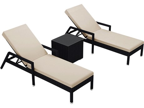 Harmonia Living Urbana HDPE Wicker 3 Piece Reclining Chaise Lounge Chair