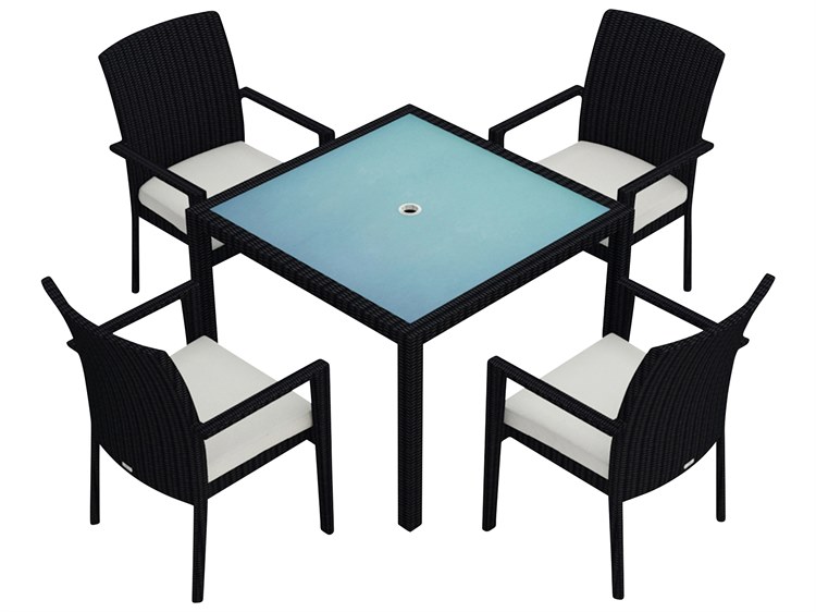 Harmonia Living Urbana HDPE Wicker 5 Piece Outdoor Patio Dining Set