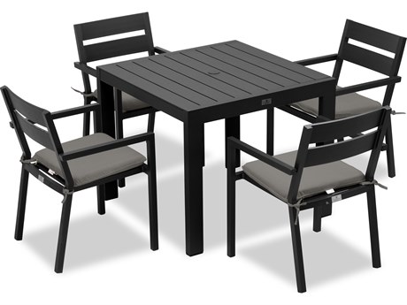 Harmonia Living Pacifica Aluminum Black 4 Seat Dining Set